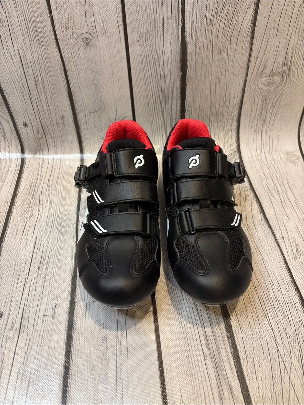 Peloton Black Cycling Shoes with Red Lining size 38